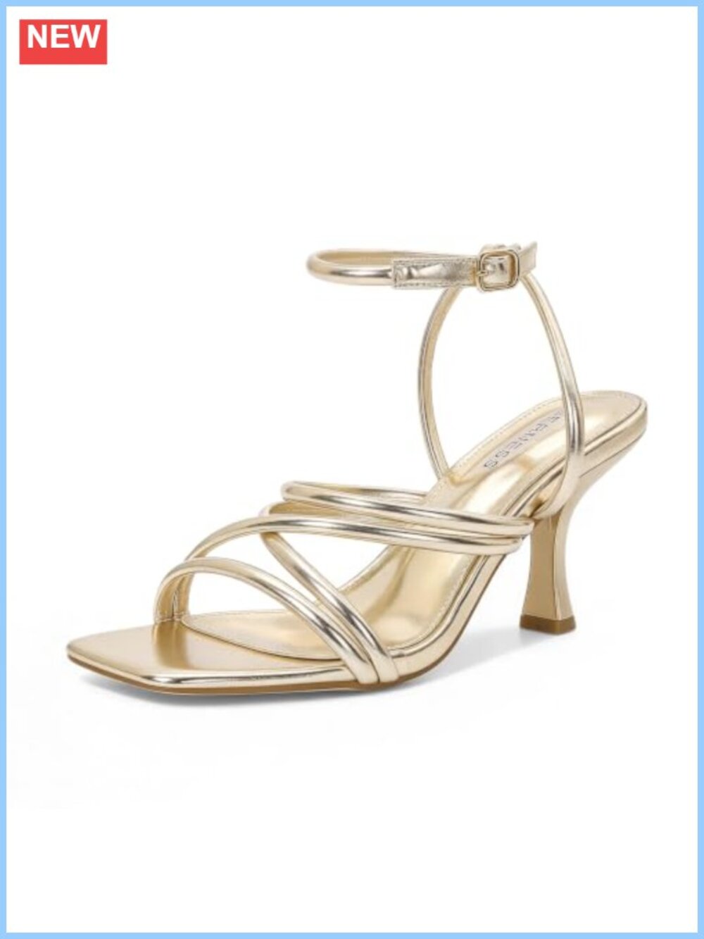Kitten Heel Square Open Toe Ankle Strap Heeled Sandals